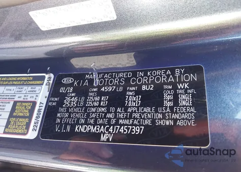 2018 Kia Sportage Lx from USA, damaged, VIN KNDPM3AC4J7457397